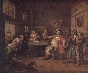 William Hogarth Evaluation of new recruits oil